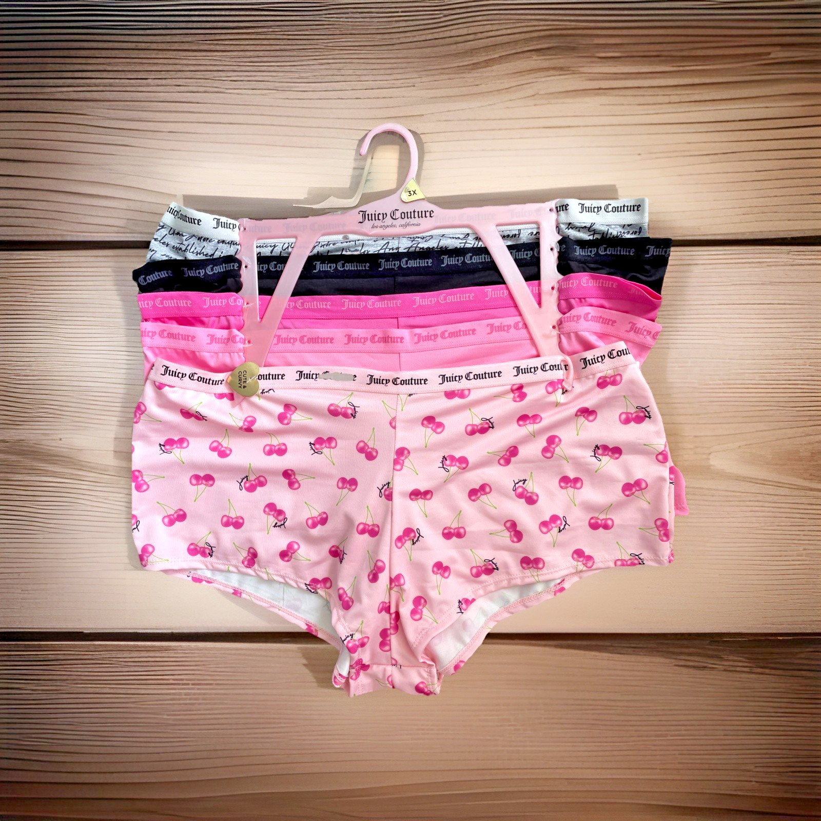 Juicy Couture Boyshort Cheeky Panties 5 Pack Size 1X 2X 3X $38 JC9695