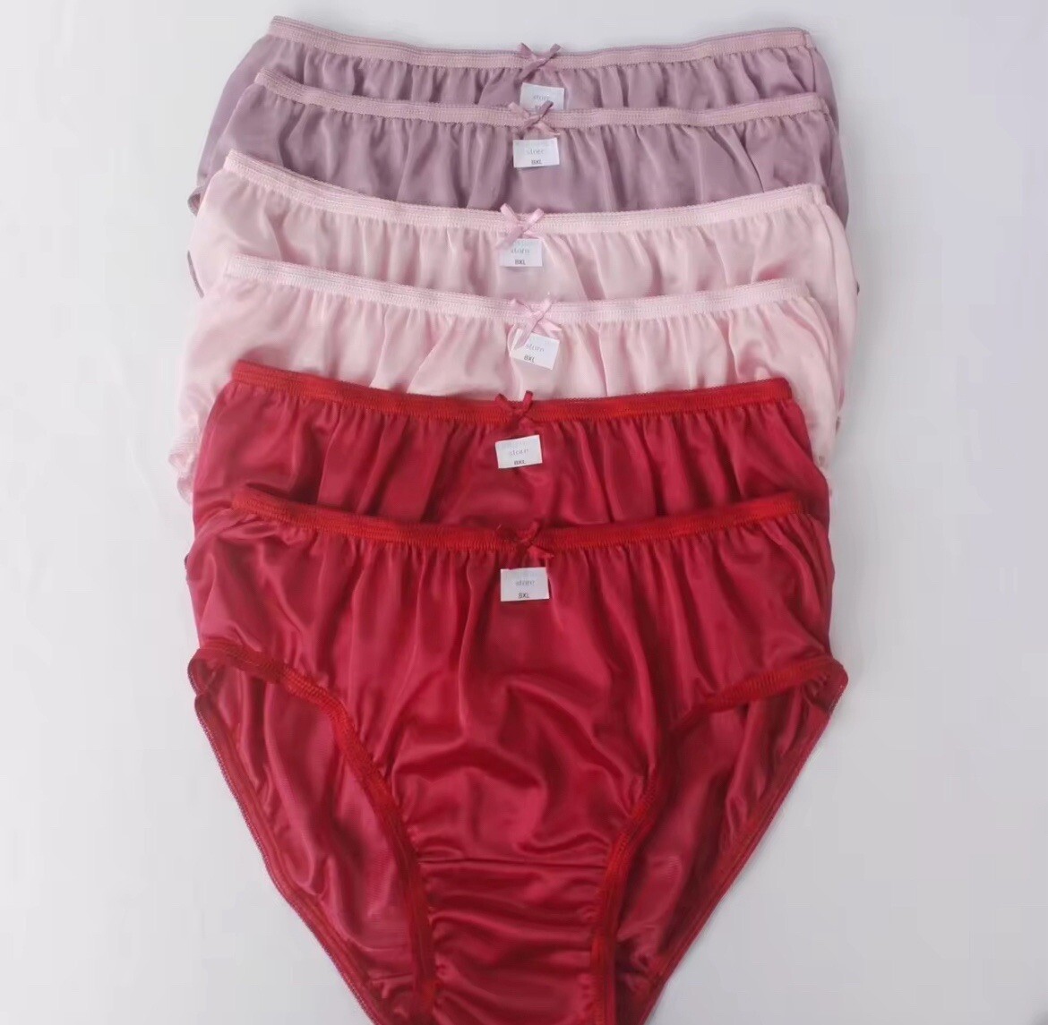 6-Pack Women Bikini Panties XL Nylon Red Waist 30-36” Hip 38-44” Soft Briefs