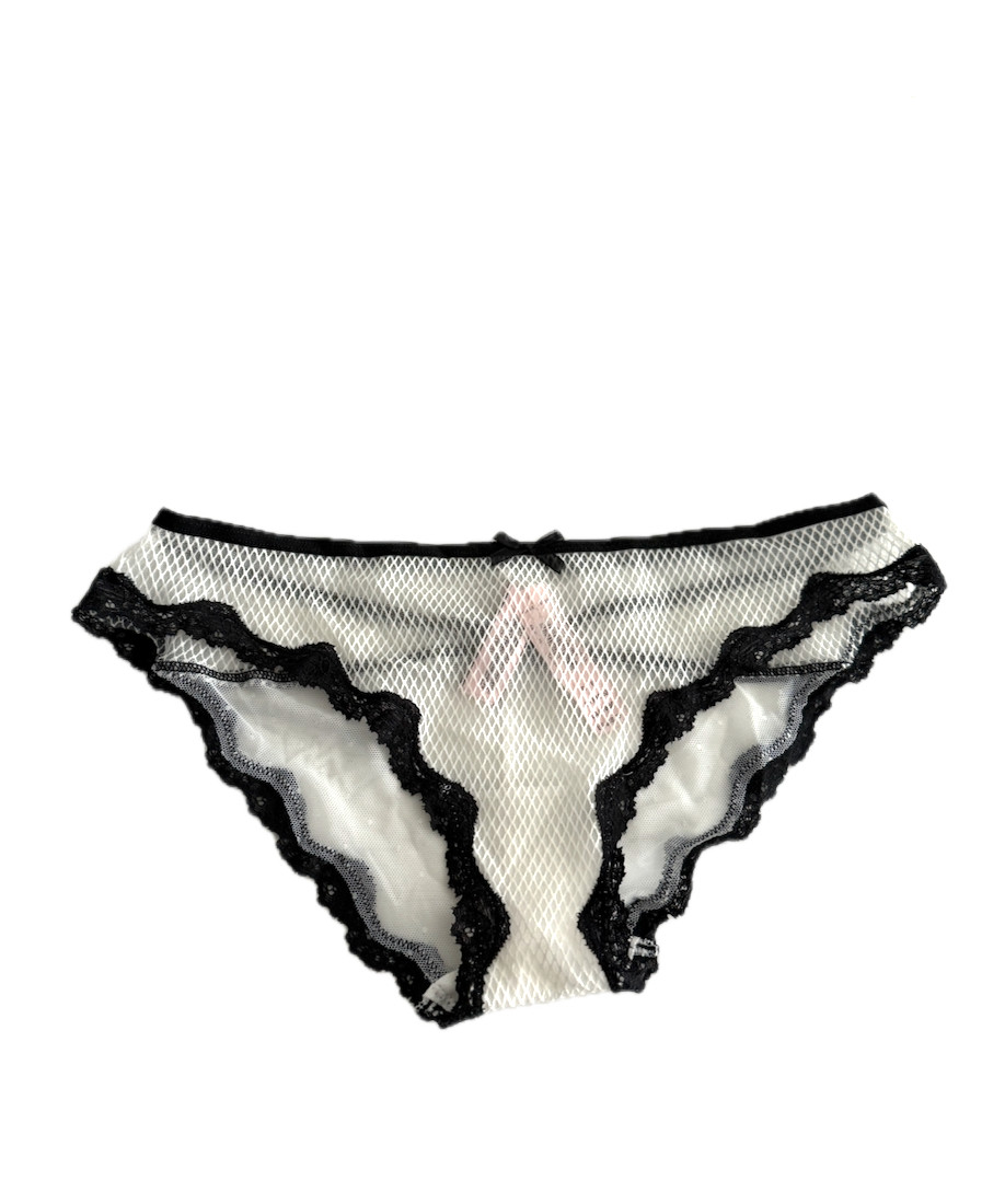 Victoria’s Secret Lace & Fishnet Cheekini Panty White