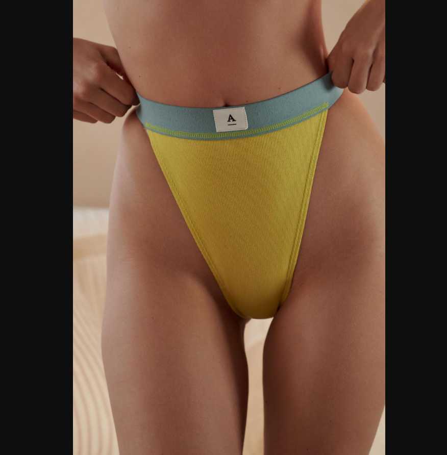 New women’s S M XL By Anthropologie ribbed cotton bikini panty Chartreuse