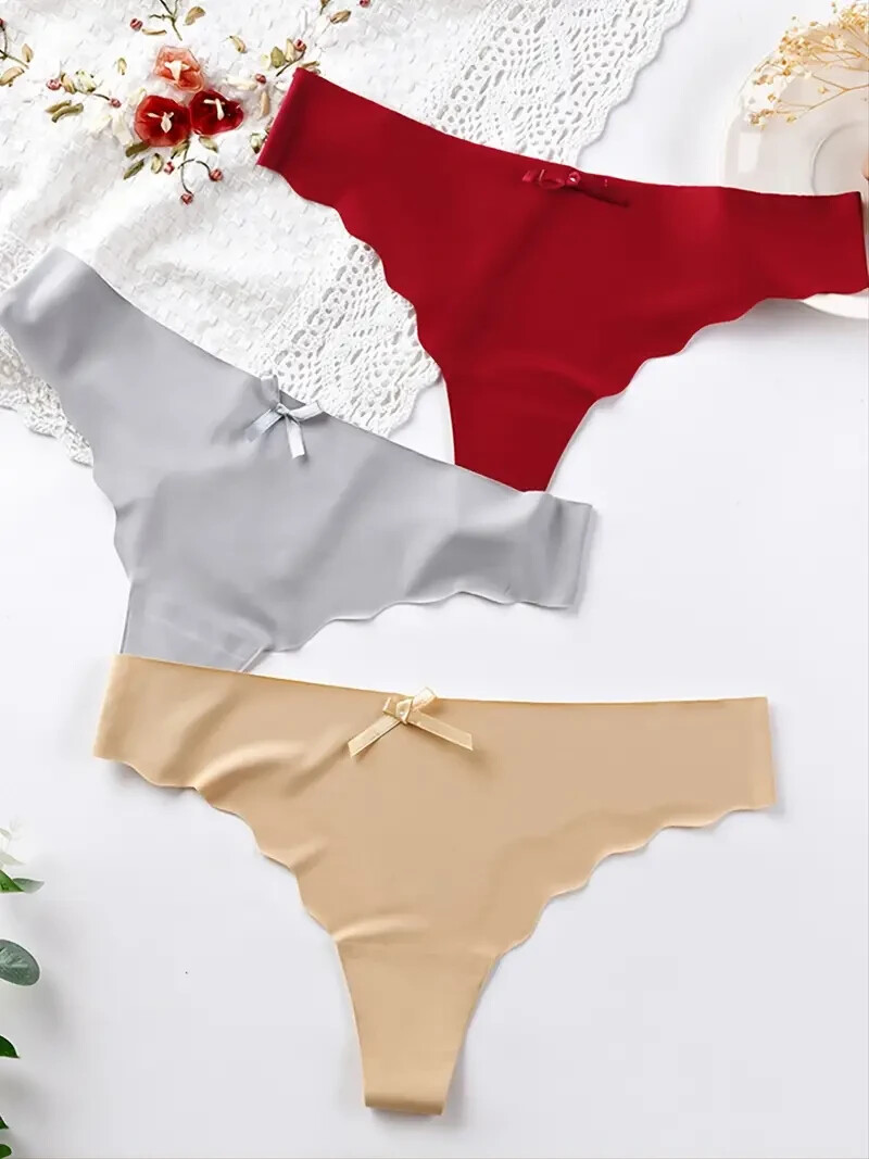 Women’s Seamless Thong Panty Set 4 Pieces – Plus Size Soft Stretch Underwear