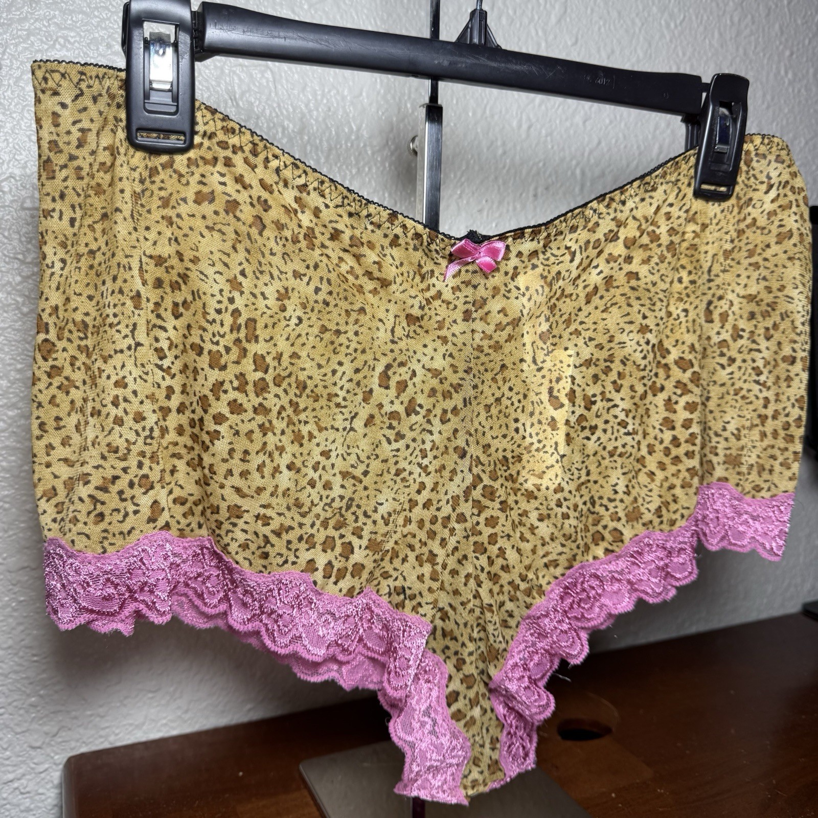 Cacique Animal Print Boyshort Panty Pink Lace Trim New W/ Tags 22/24 Cheeky