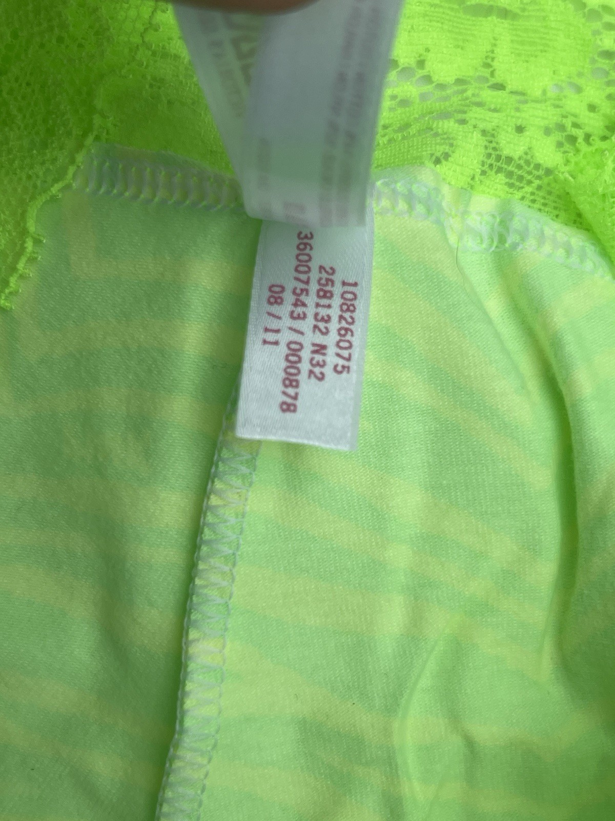VINTAGE VICTORIA’S SECRET PINK FLORESCENT GREEN YELLOW SHORTIE ZEBRA PANTY L NEW