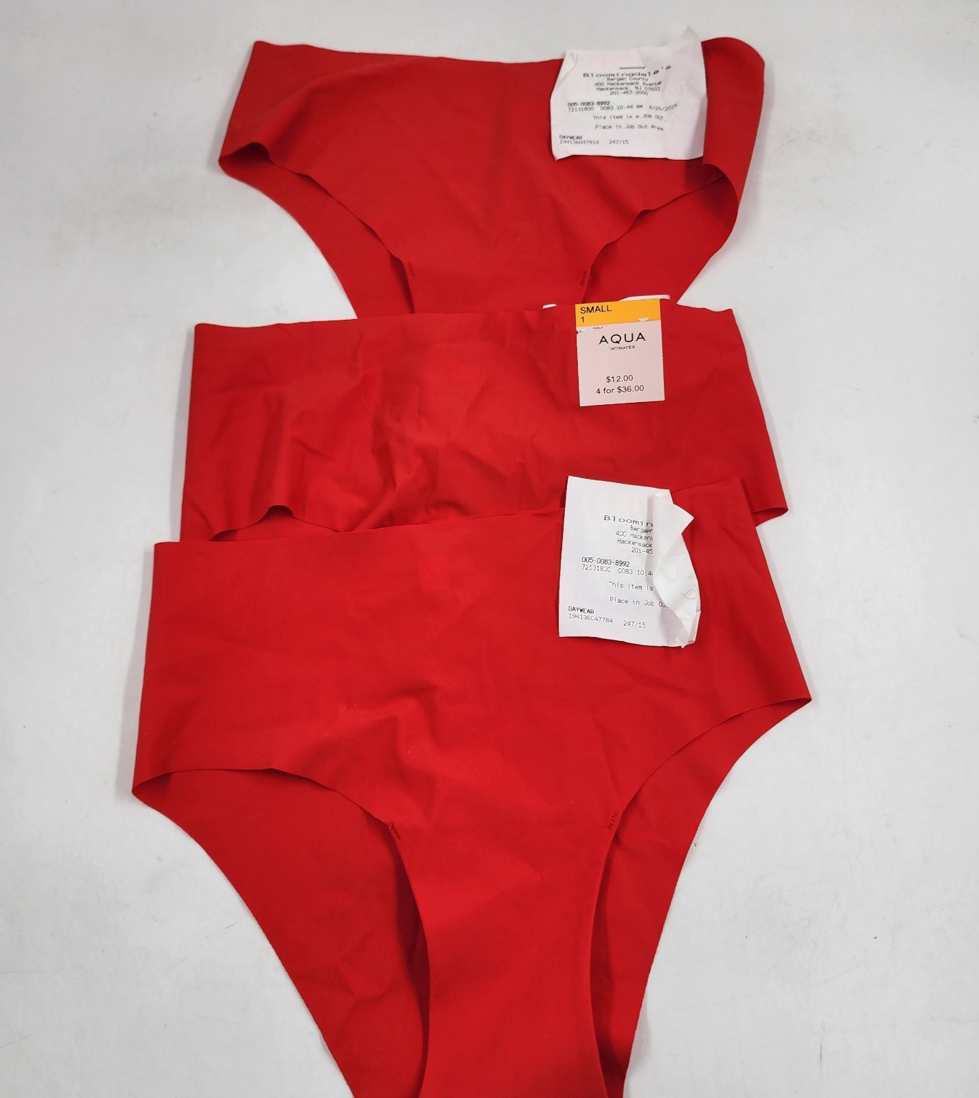 Aqua Intimates Seamless Stretch Laser-Cut Bikini Women’s Small Red Pull On 3 Pk
