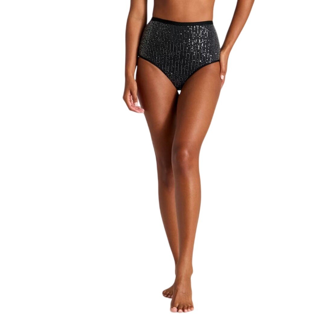 Wild Fable Women’s Black Sequin High Waist Intimates Brief Panty Size M