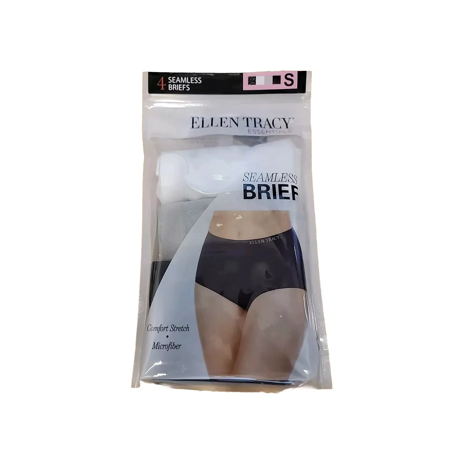 NEW Ellen Tracy Essentials Women’s 4-pack Seamless Briefs. Animal Black Small