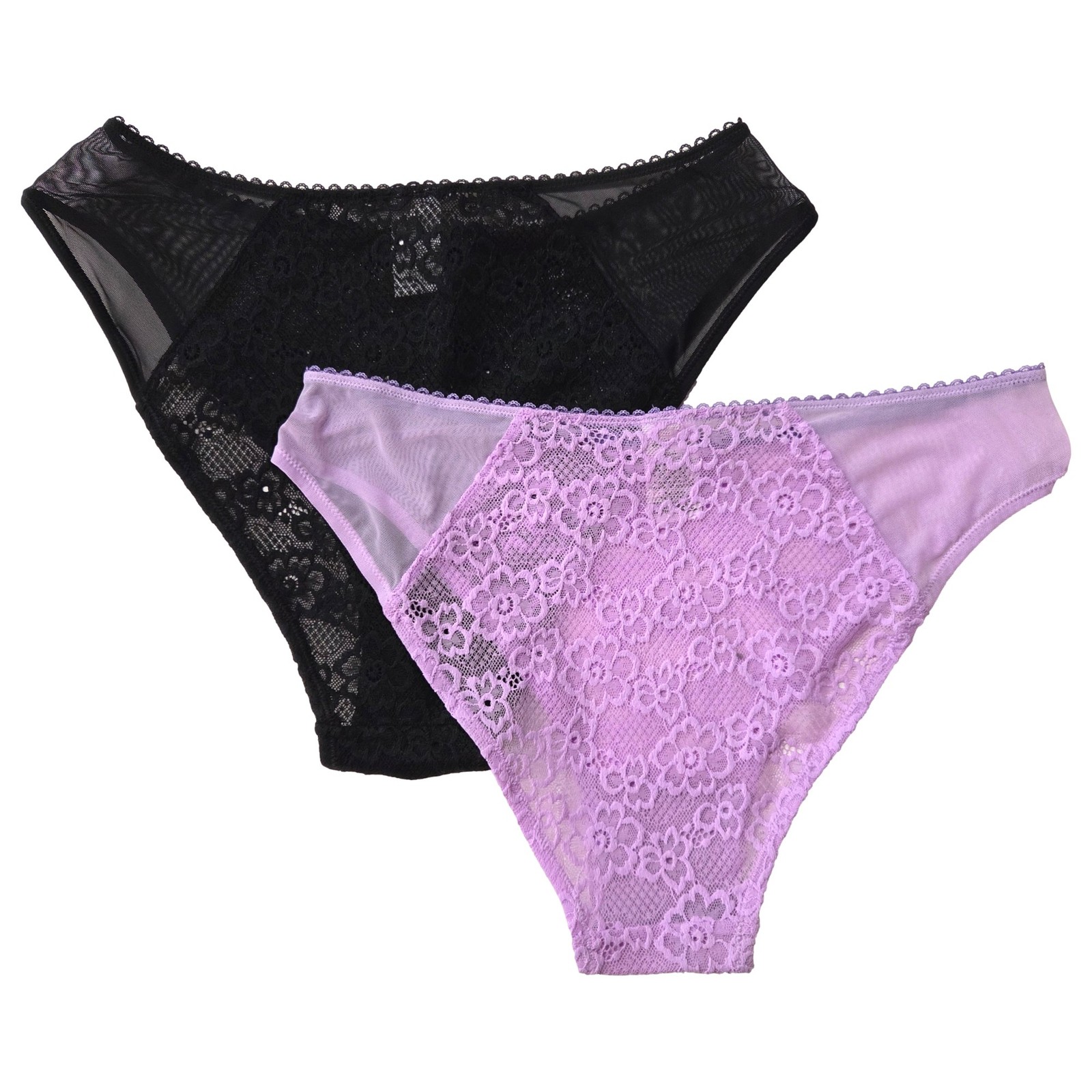 Parade Womens 2 Pack Brief Underwear Purple & Black Lace Panties Set