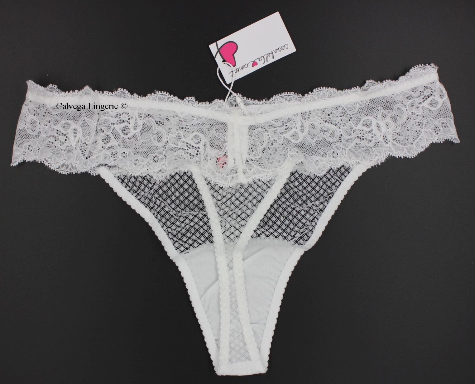 NWT COSABELLA AMORE DARLI0321 “Darling” Mid Rise Sheer Lace Thong, White