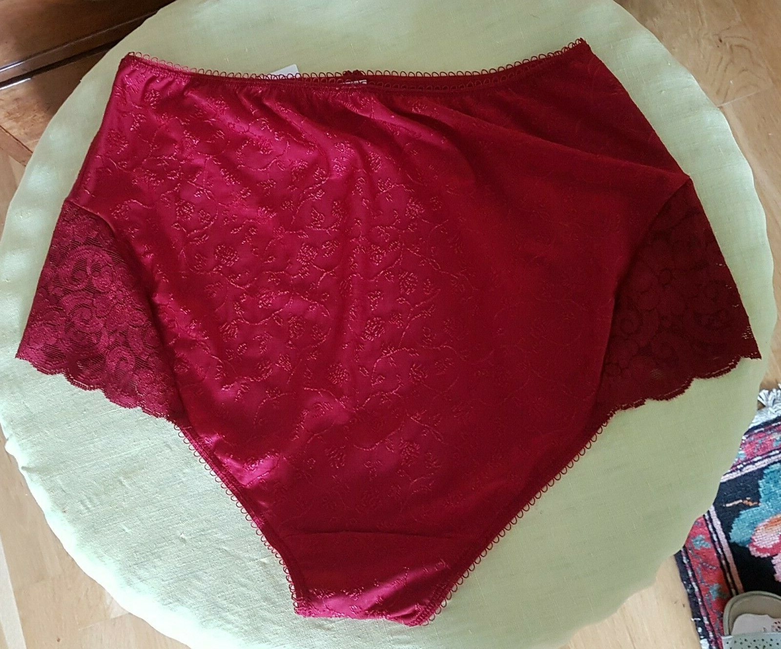 Arianne JADE Red Floral Brocade With Lace Deep Briefs 3XL
