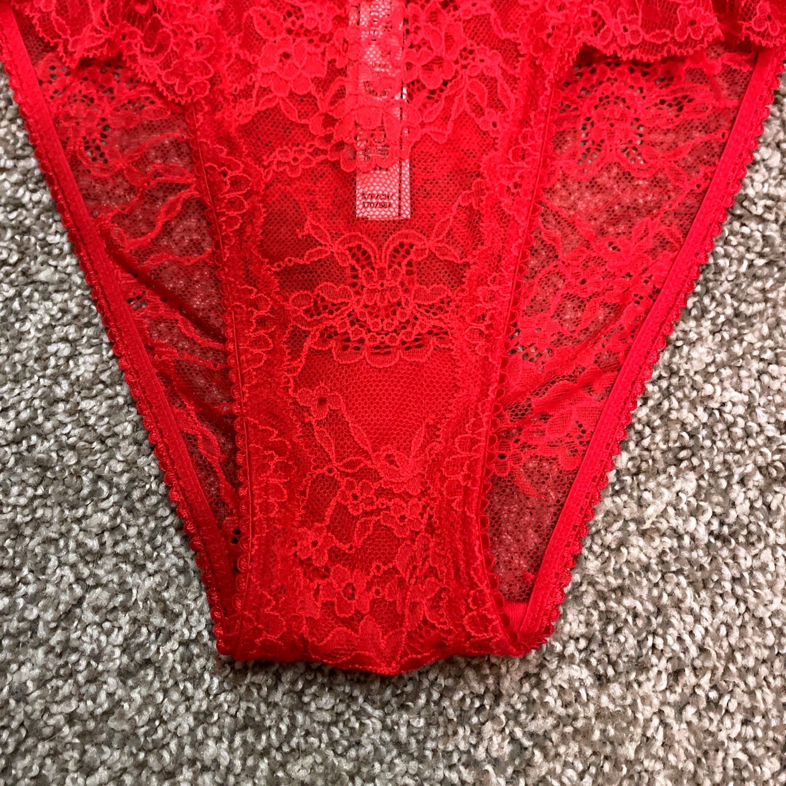 Victoria’s Secret NWT Small Red Lace Ruffle Bikini Panties Sexy Cheeky High Hip