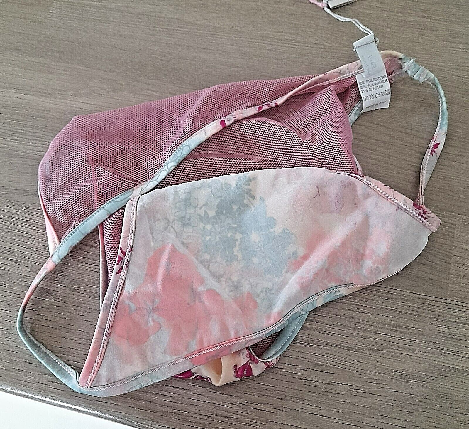 Valentino Intimate Floral Satin/Pink Mesh Collection String Sided Brief