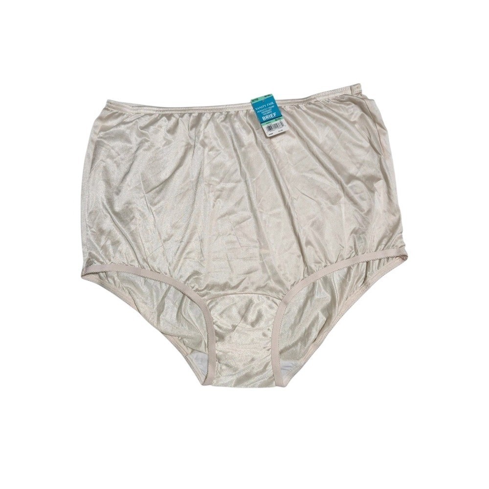 Vanity Fair Full Brief Granny Panties Style 15712 Silky Nylon Size 8/XL FAWN