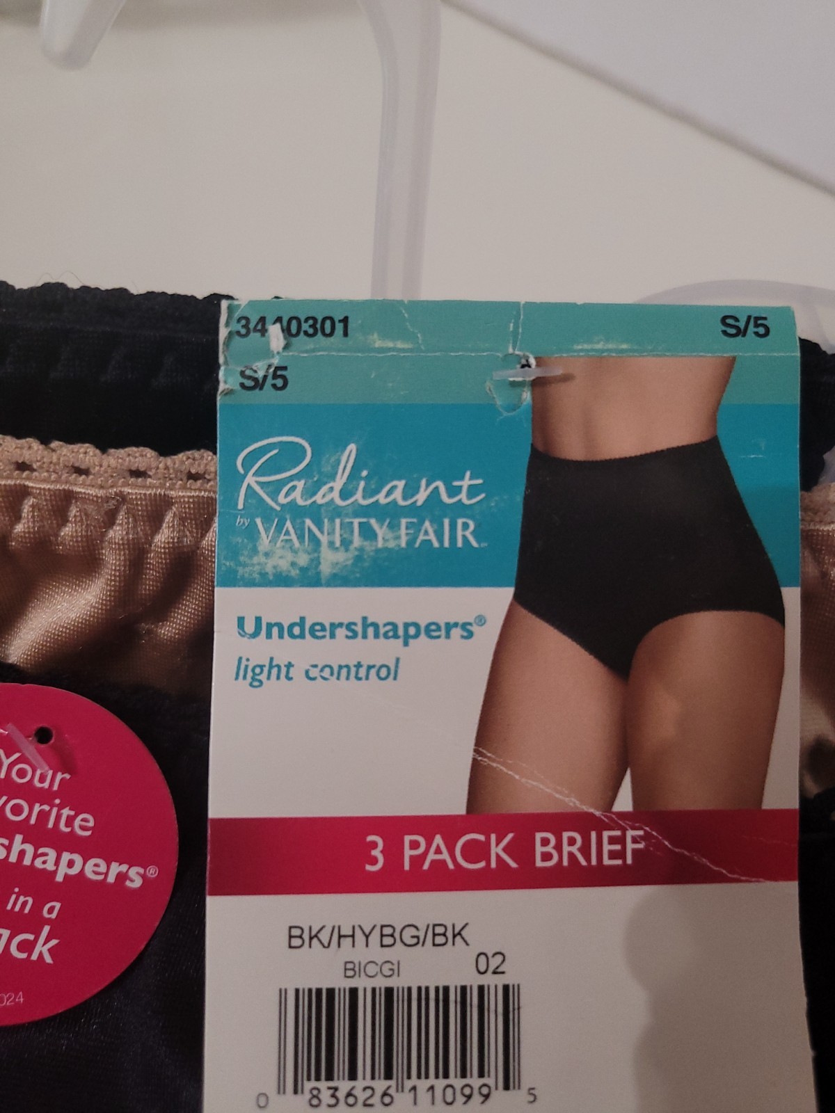 Vanity Fair Undershapers Panties 3 Pair Size 5/Small New 2 Black and 1 Beige NEW