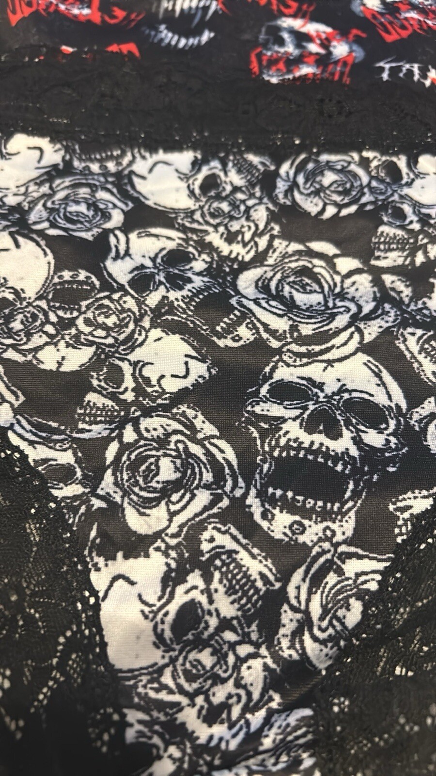 Morvia 3pk cheeky goth Emo panties Small Size skull Skeleton Lingerie Lace
