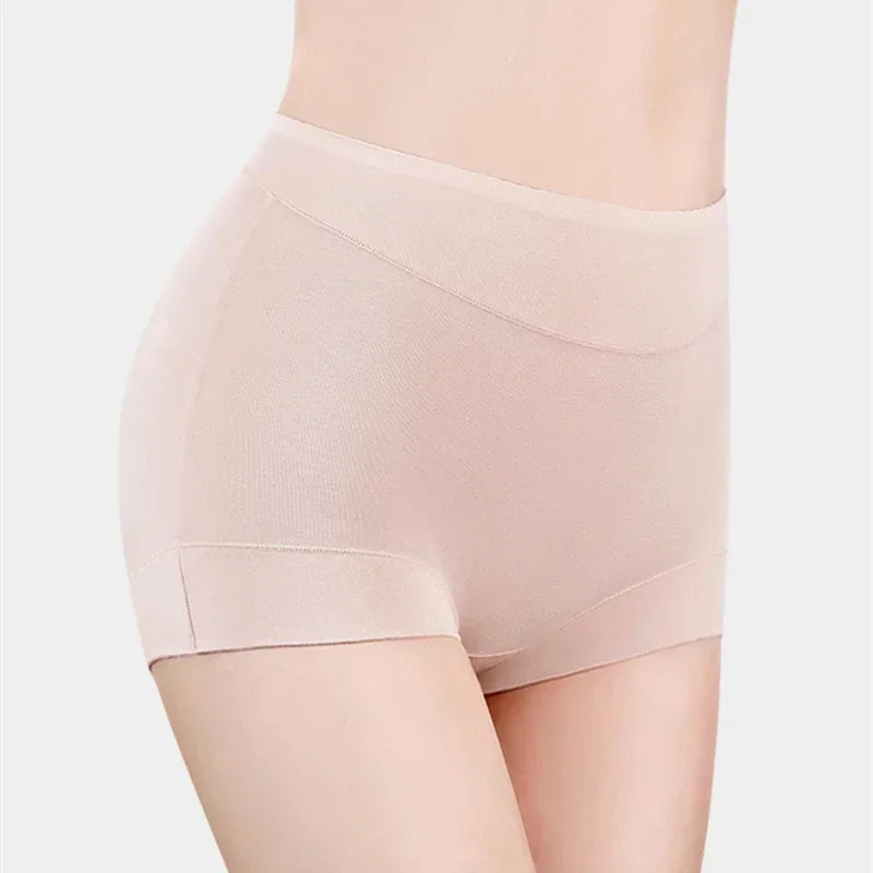1pc High Rise Panties Pure Cotton Solid Color Boxer Shorts Plus Size Underwear