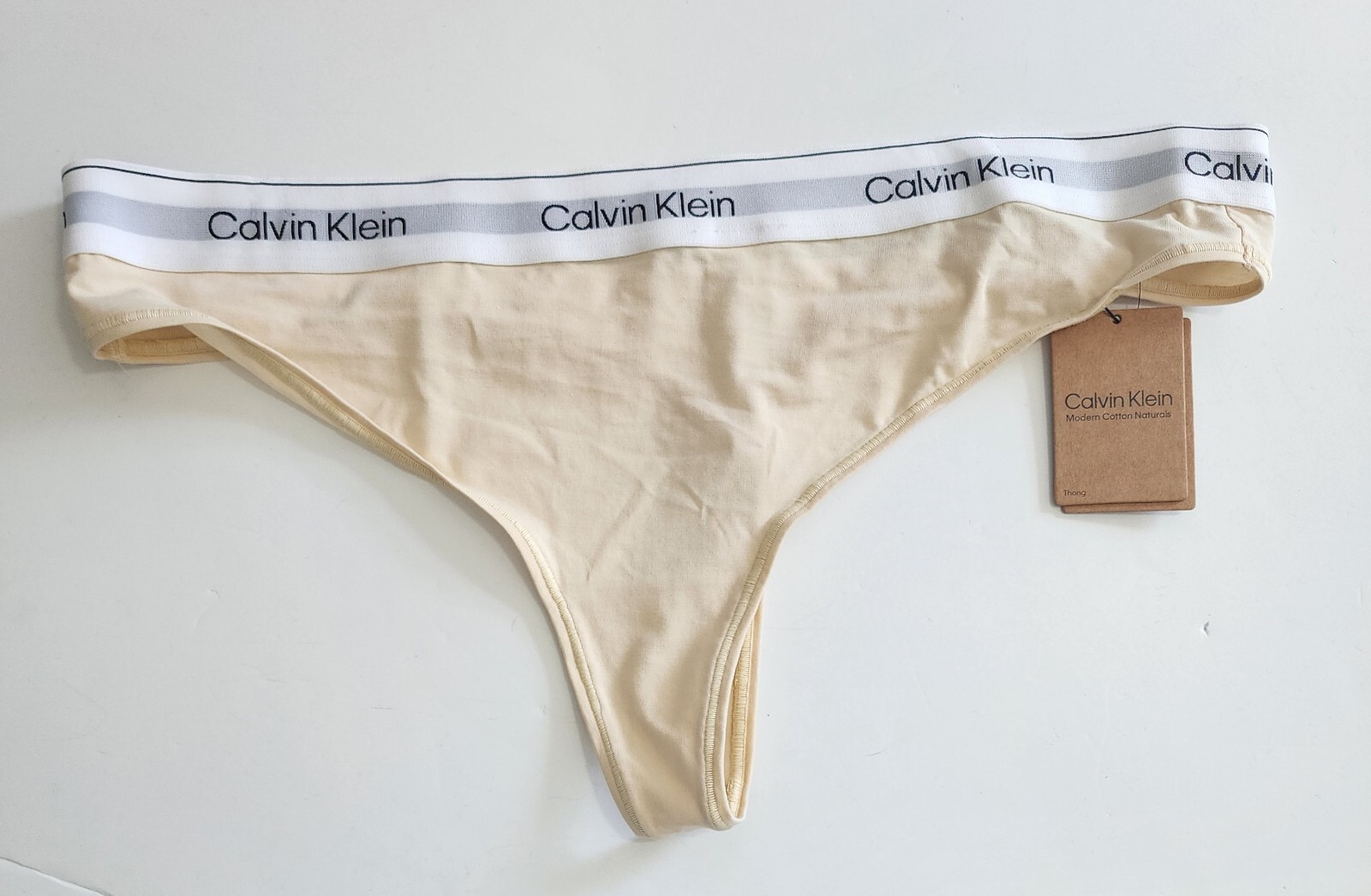 Calvin Klein Womens Plus Size Modern Natural Thongs Underwear Stone QF7046 Sz 3X