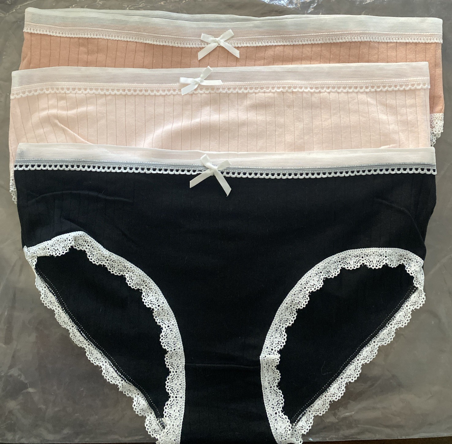 Cotton Middle Waist Panties, 95% Cotton Set 3 Black/pink/L Brown breathable L US