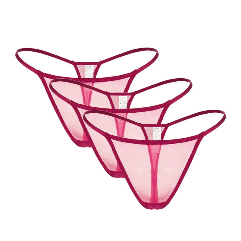 Sheer Mesh Bikini Panties 3 Pack Sexy See-through Low Rise Thongs