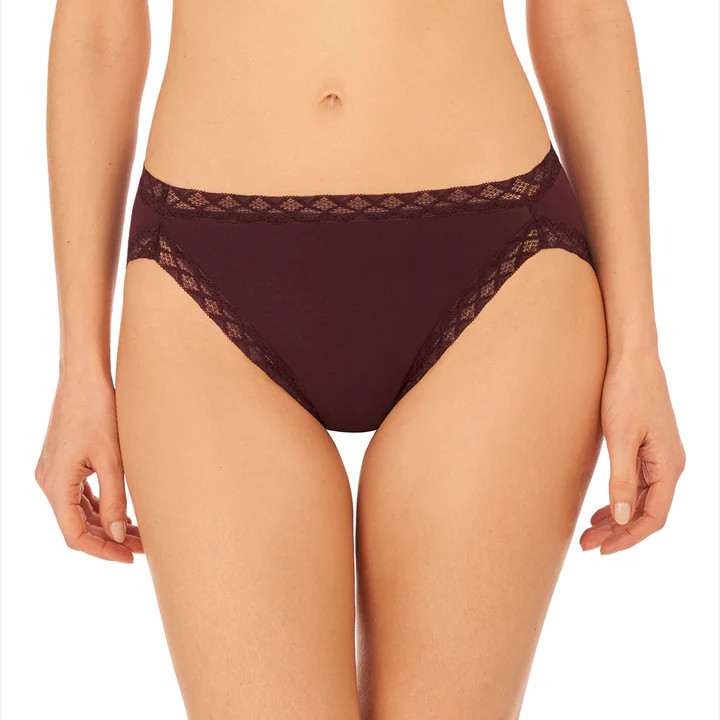 Natori Bliss French Cut Pima Cotton Brief Panties 152058 Vino Size XL, S