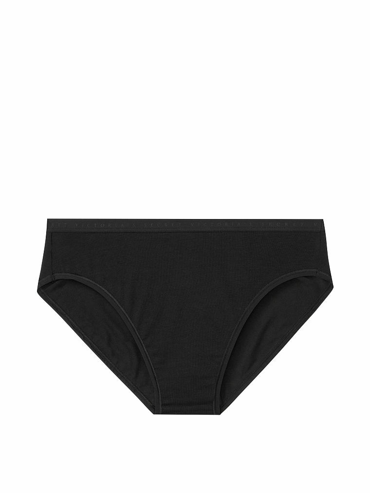 M Dark Noir Black Stretch Cotton Victorias Secret High-Leg Waist Brief Pantie