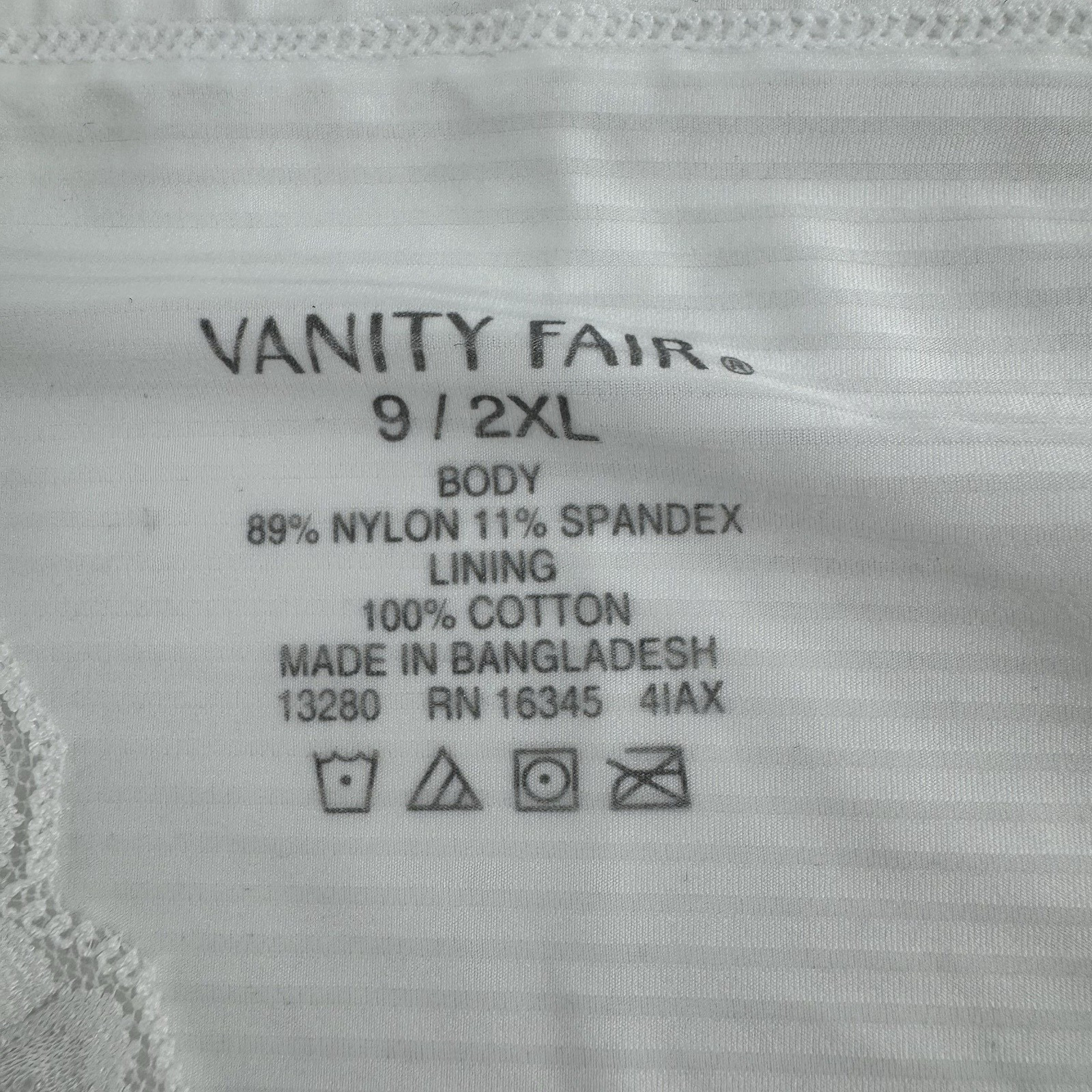 2 Pack Vanity Fair Flattering Lace Hi-Cut Brief Panties 13280 Sz 9 / 2XL NWT