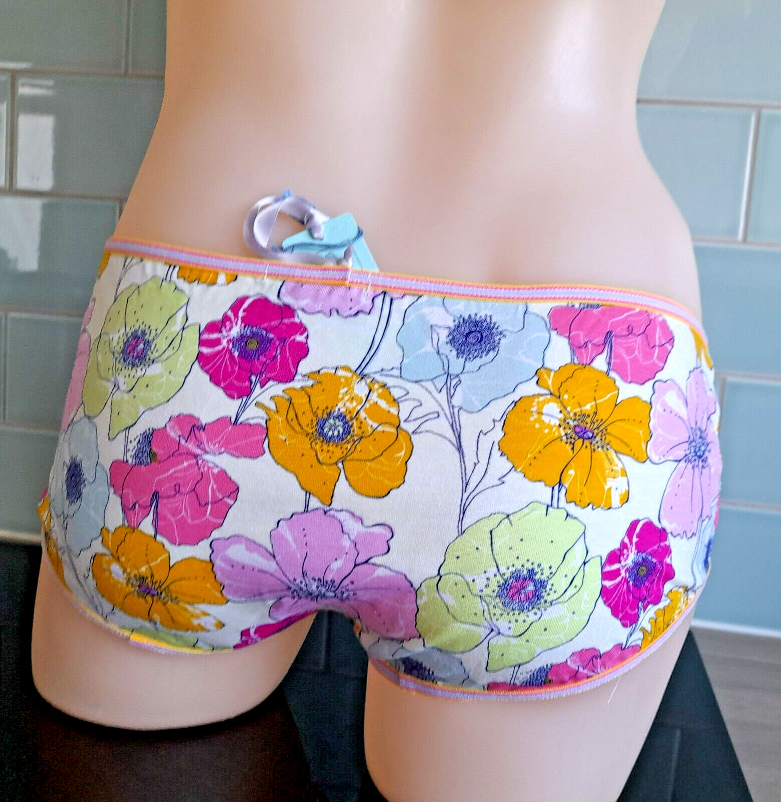 Antonia Ghazlan Pink/Blue/Green/Yellow Floral Printed Cotton Briefs