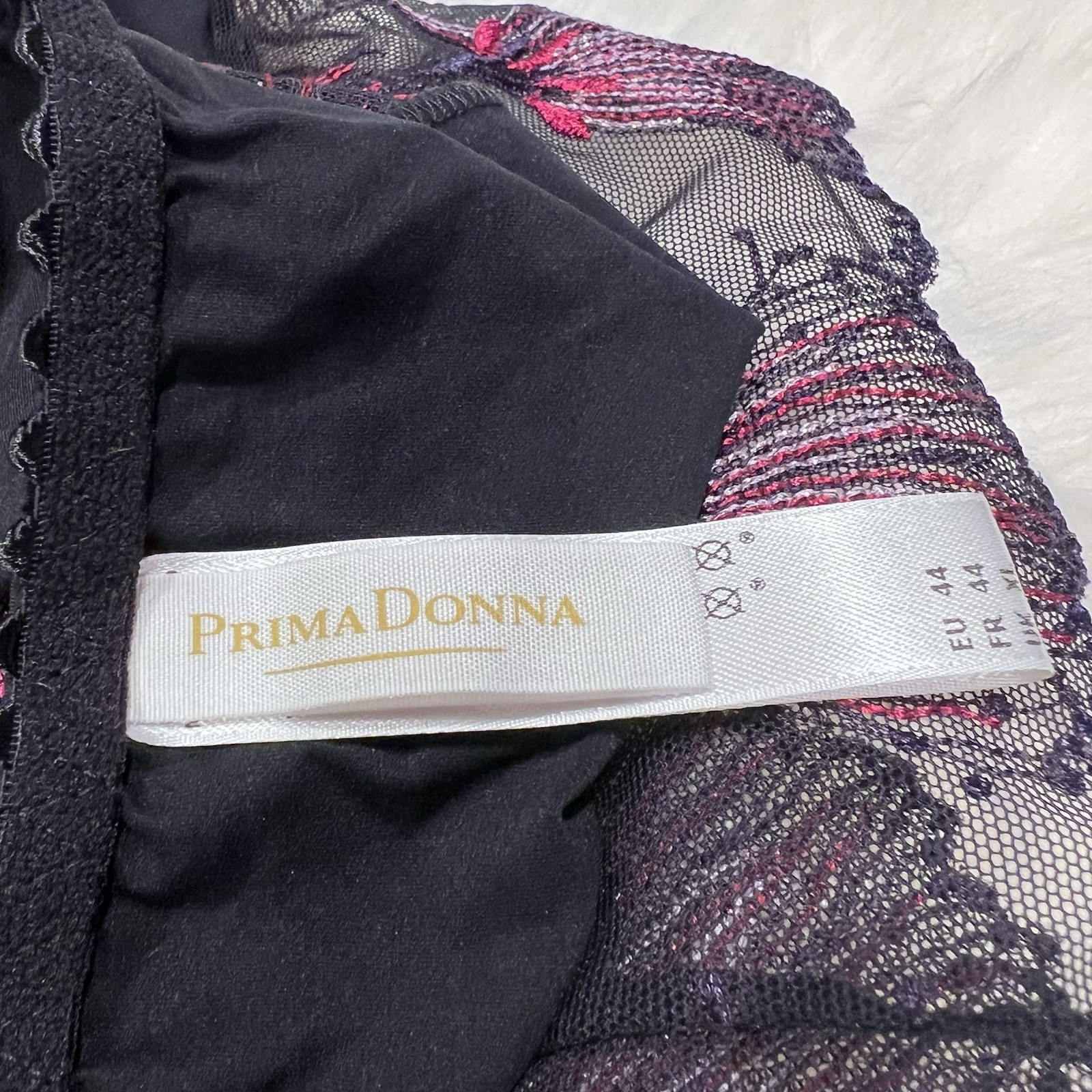 NEW Prima Donna Panties Sz 8 Fireworks Luxury Thong Embroidered Lace Black Pink