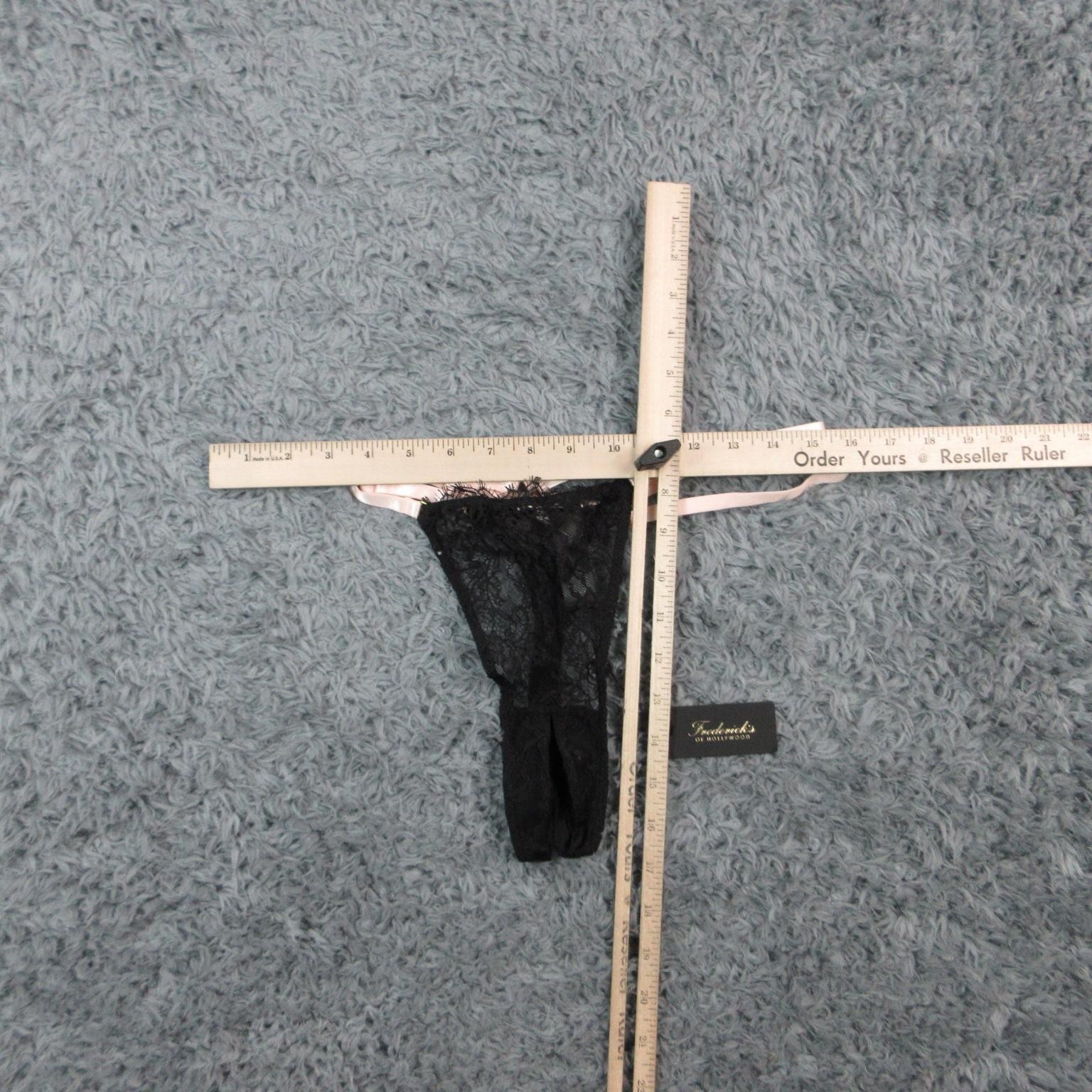 Frederick’s Of Hollywood Thong Womens XL Black Lace Sheer Strap Rising Star NWT