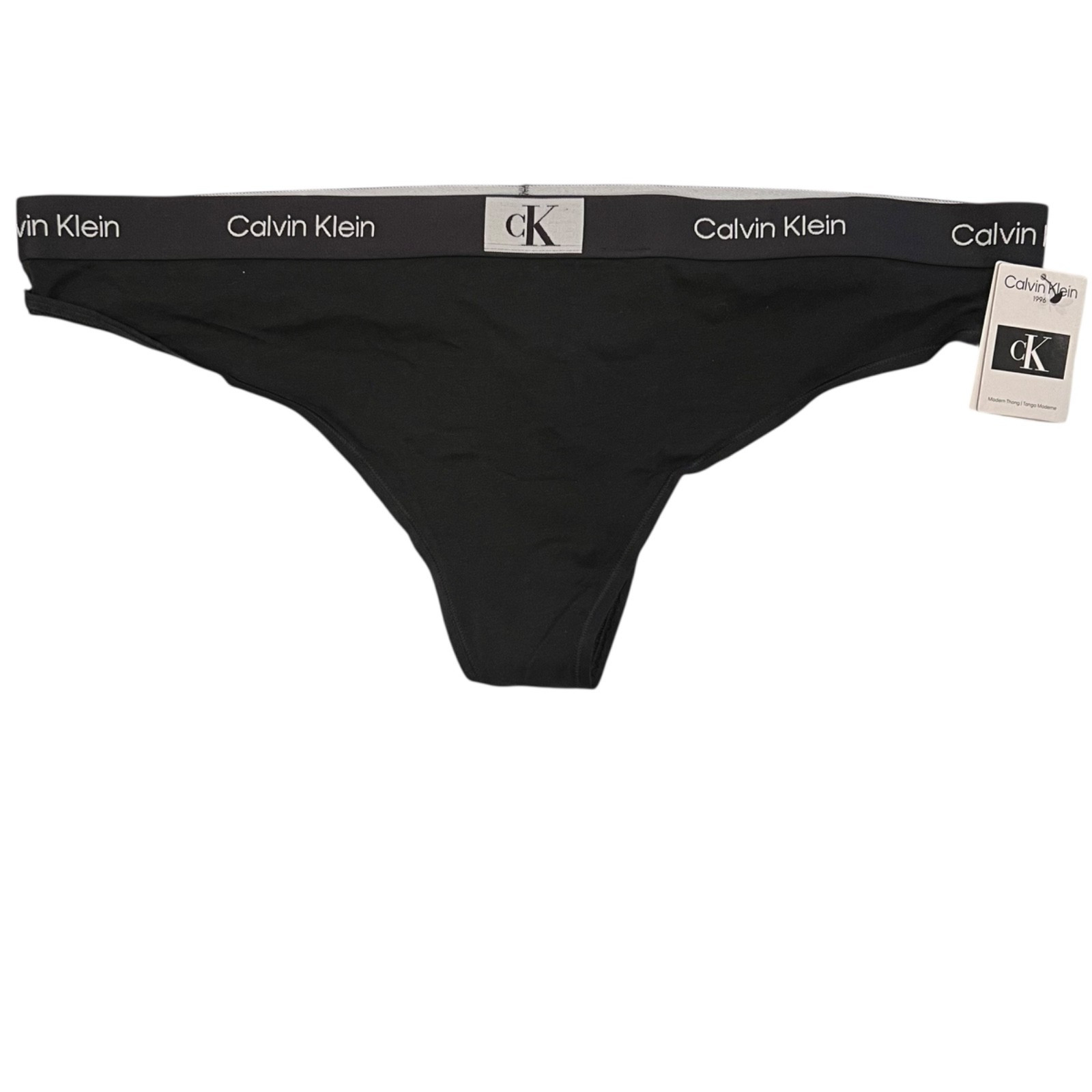 NWT CALVIN KLEIN Thong Sz 1X-2X-3X Black Logo Cotton Jersey #1