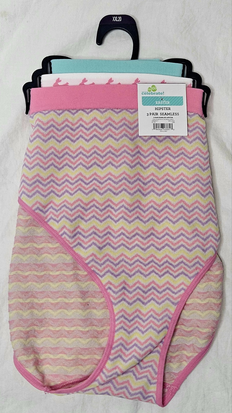Celebrate Womens Seamless Hipster Underwear XXL (20) Pastels Bunnies Easter