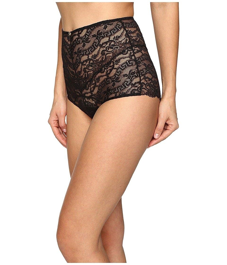 Versace 166632 Womens Lace High Waisted Panty Underwear Black Size 2 / 4 US