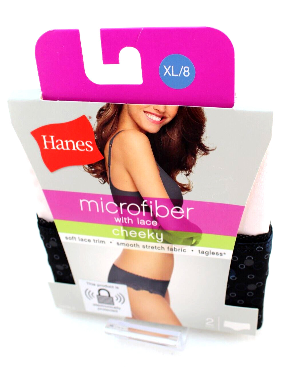 NWT HANES Microfiber Lace Size XL/8 2-pack Multi Color Women’s Cheeky Panties