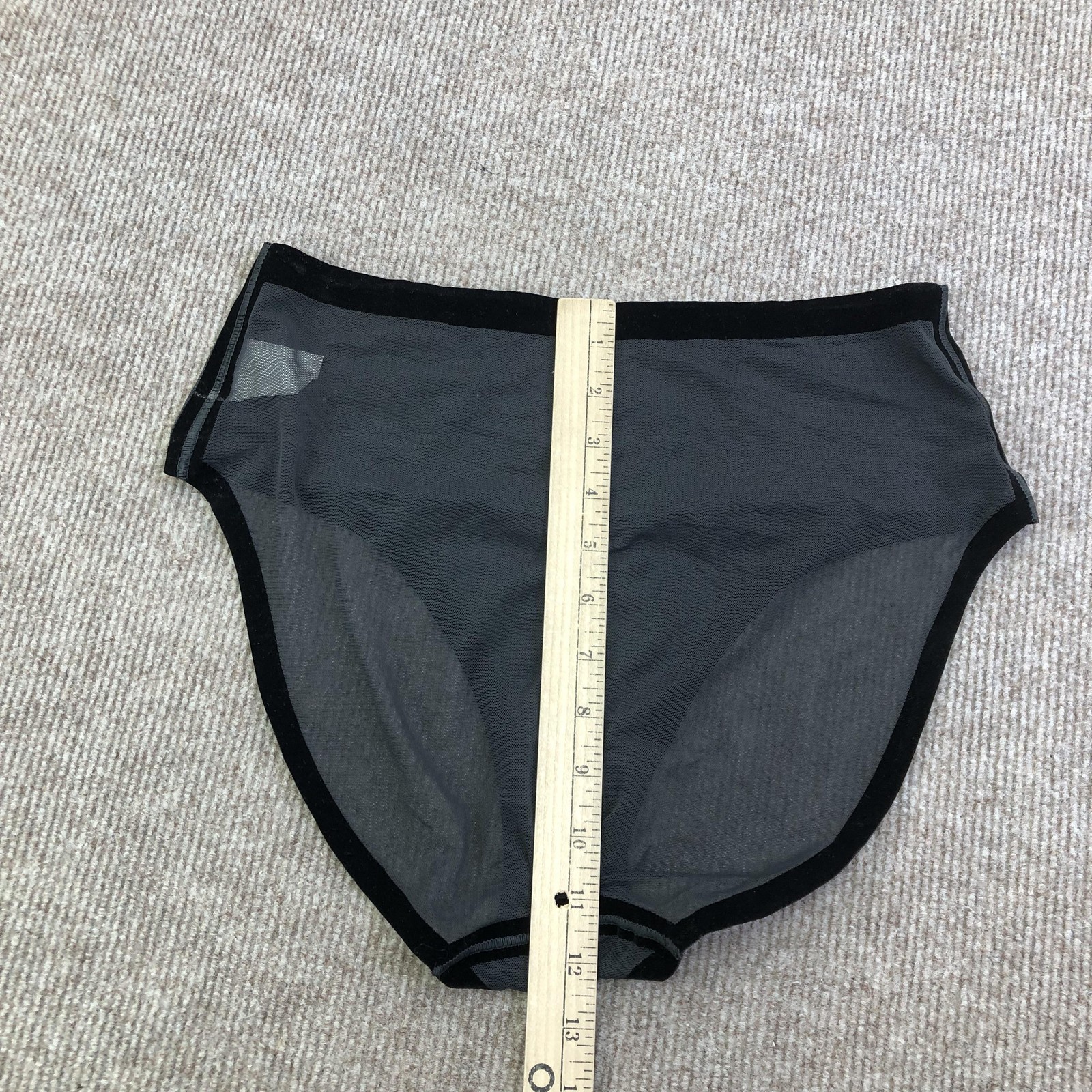 EBY Underwear Womens L Gray Mesh High Waist Brief Panties Sheer Stretch