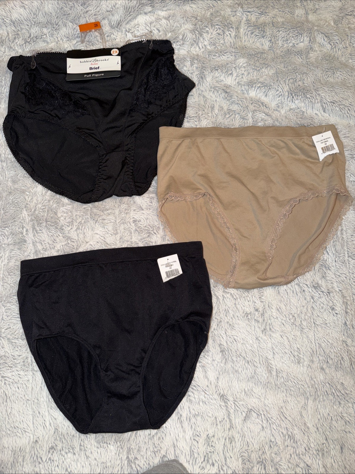 LOT Of 3 Pair Plus Size Kathy Ireland & Bobbie Brooks Brief Panties 2X NWT NEW