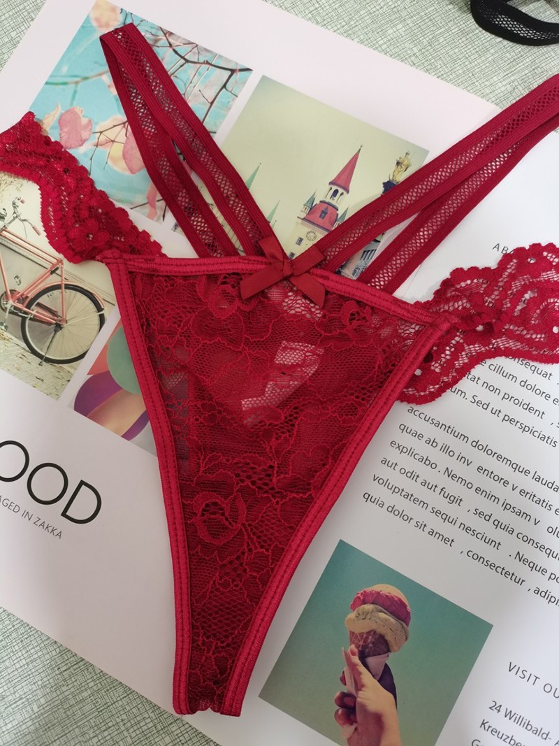 3 Pack Lot Sexy Womens Lace See Through Panties Underwear Thongs Brief Lingeries