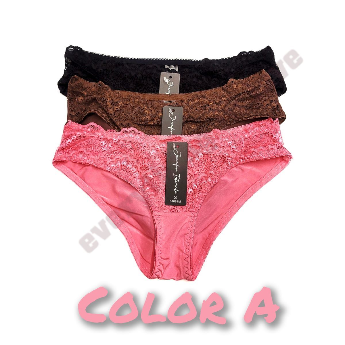 Women Front Overlap Lace Stretch Satin Back Sexy Cute Bikini panties Underwears