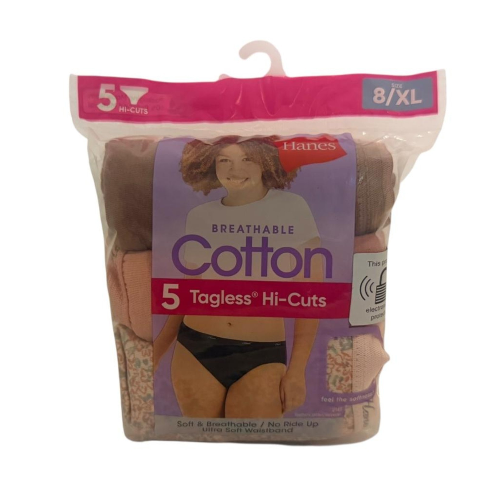 Hanes Cool Comfort Cotton Womens Hi-Cut Panties 5 pack Multi Colored Size 8 XL