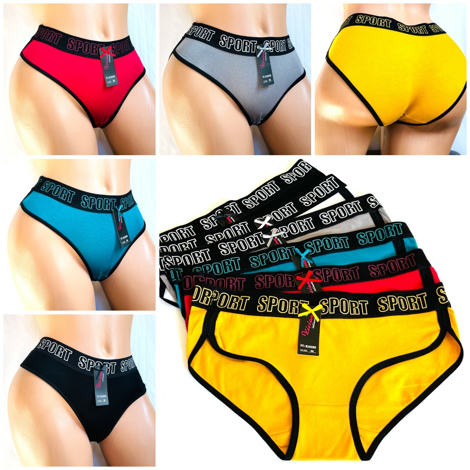 6- 12 Women’s BIKINI Sports LOVE Panties Undies 95% COTTON ACTIVE WEAR 3953 S-XL