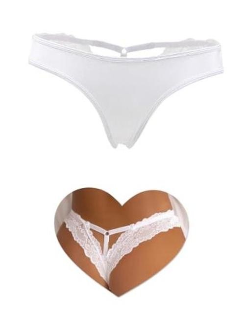 Women’s Sexy Thong Panties Lace Tangas Plus Size X-Large-XX-Large 1pcs-white