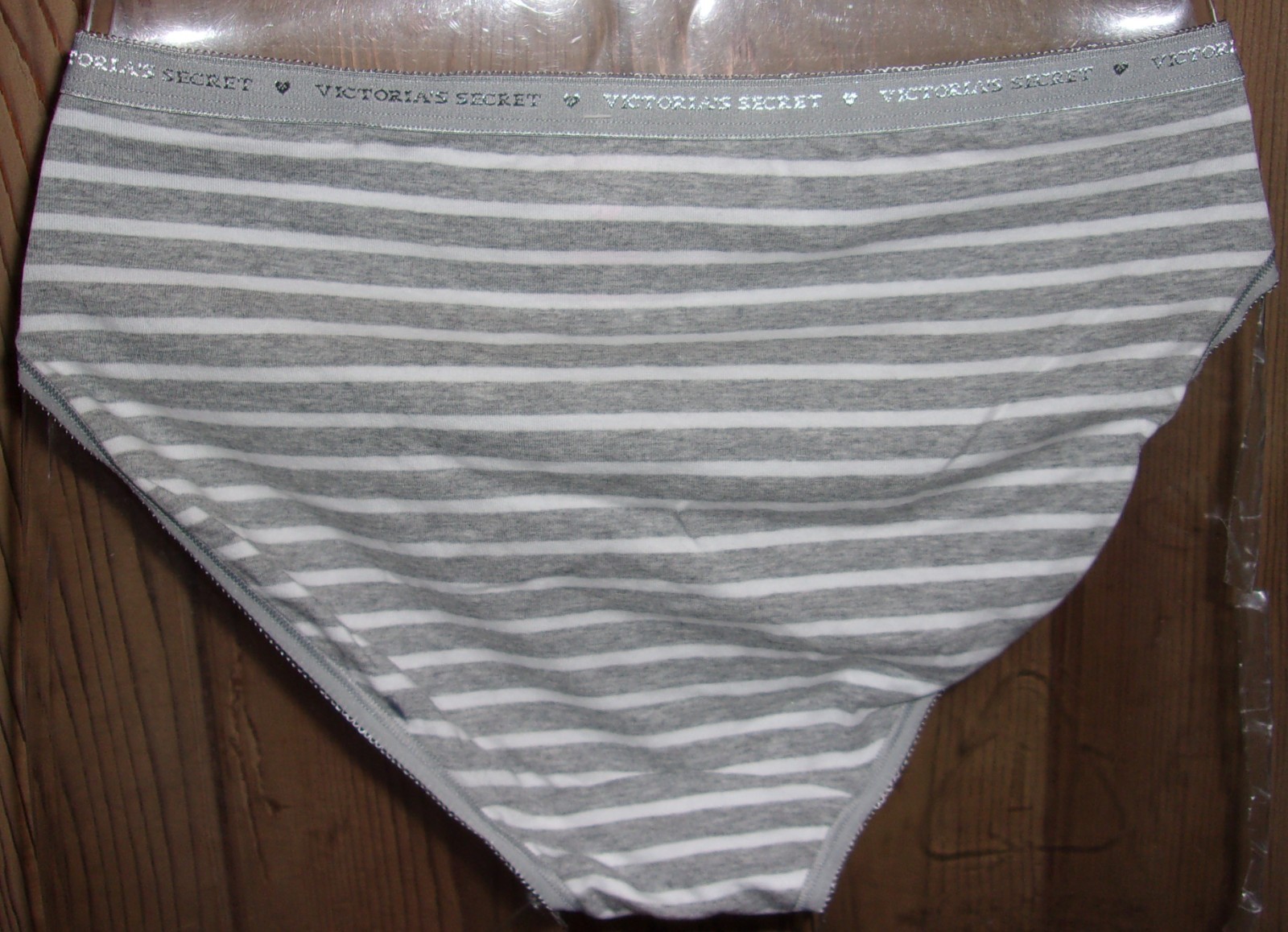 Victoria’s Secret HIP-HUGGER Cotton GRAY STRIPE Signature Panty MEDIUM NWT