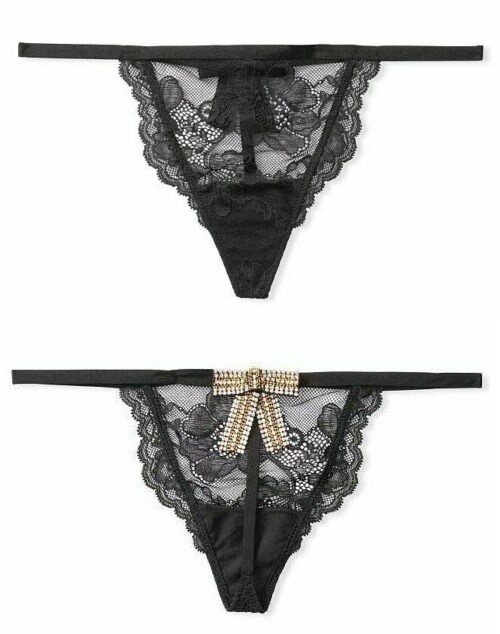 VICTORIA’S SECRET VERY SEXY LACE EMBELLISHED BOW V-STRING THONG PANTY XS S M L