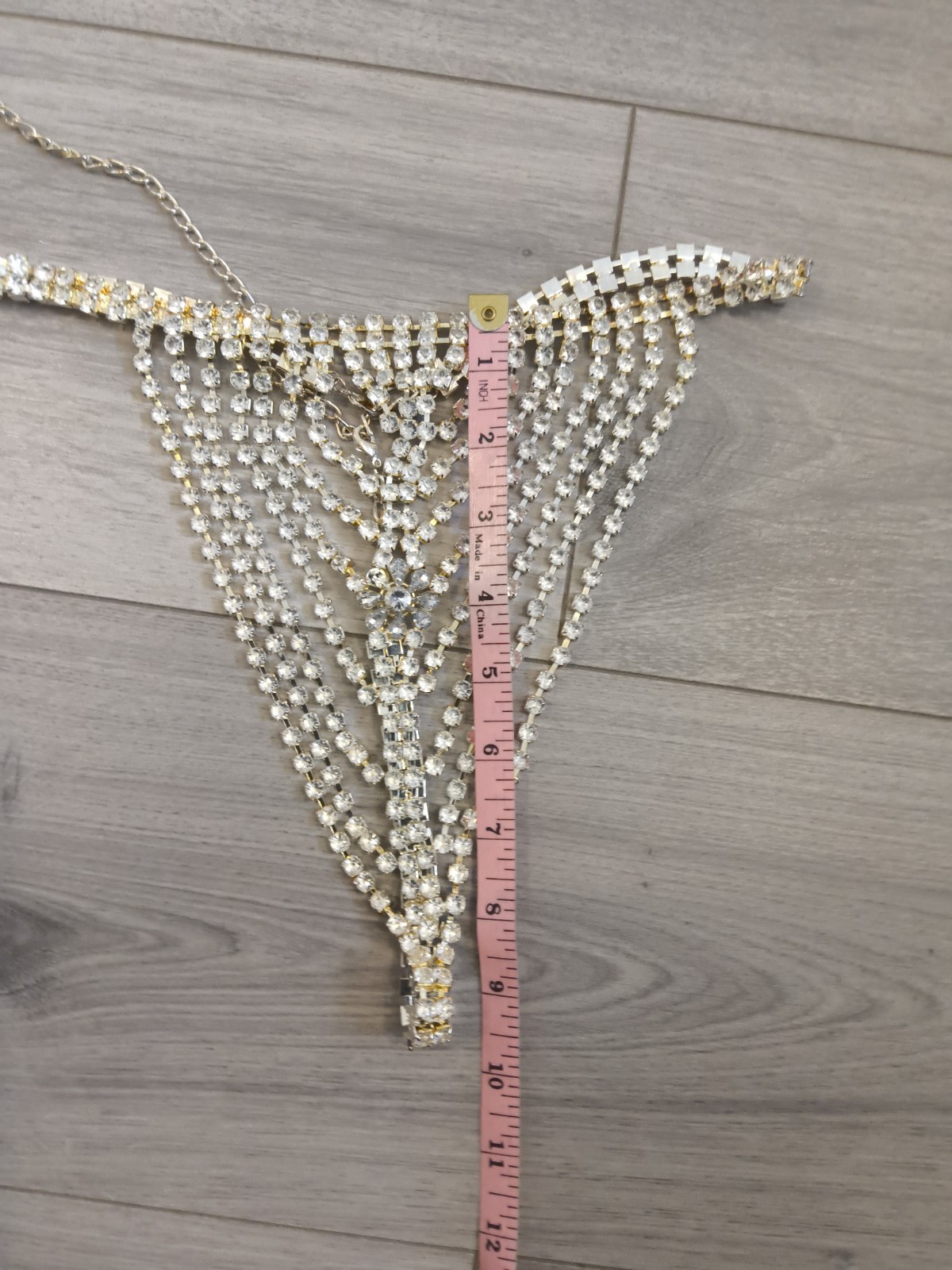 BNWOT Vintage Ann Summers Silver Metal & Diamante G String Thong One Size