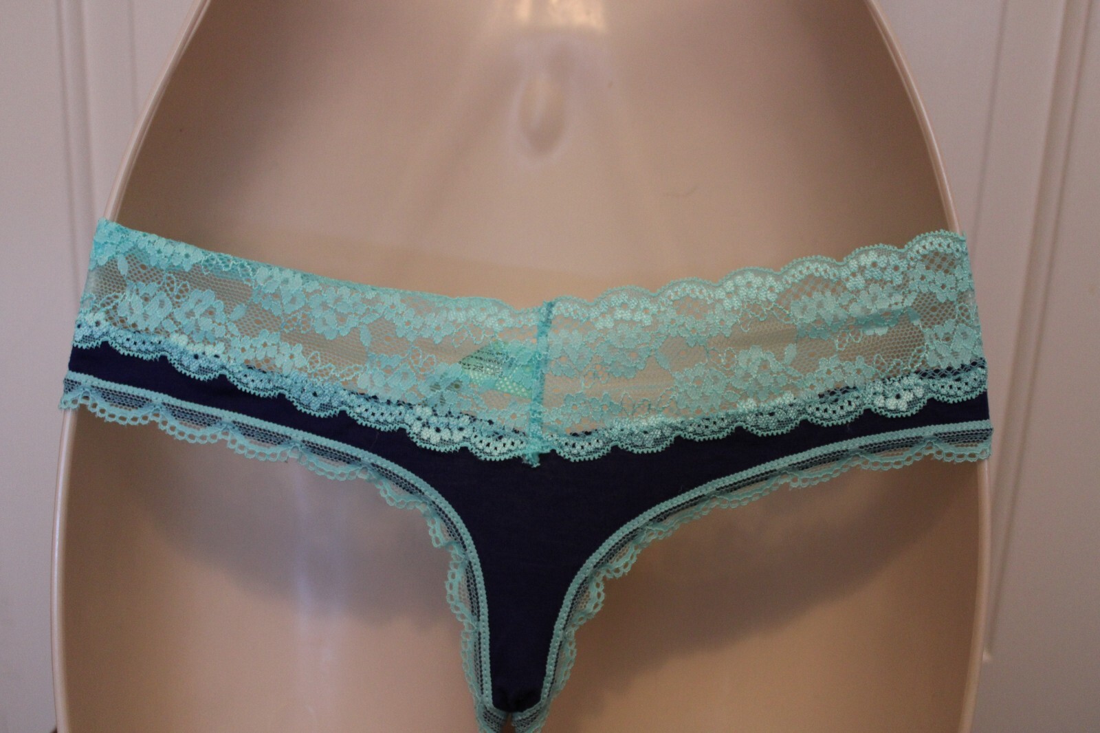 HONEYDEW AHN THONG Blue with Teal Lace and pink bow Rayon Blend Size Small