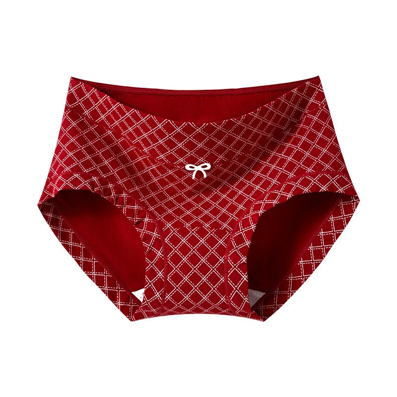 Women’s Cotton Briefs Antibacterial Mid Waist Breathable Printed Panties M-2XL