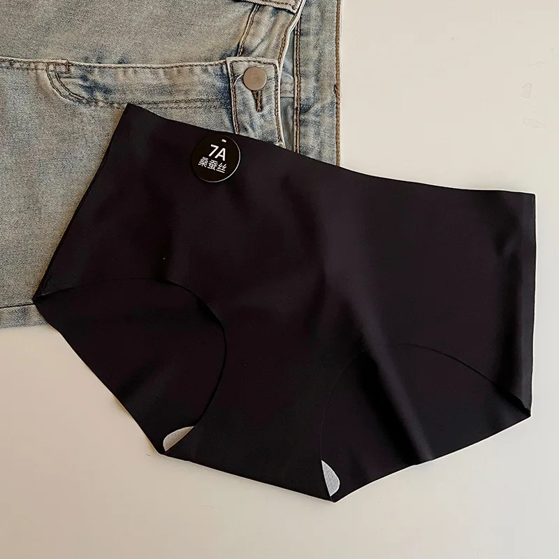 Silk Brief Panties Seamless Mid Rise Soft Stretch Lightweight Women Underwear