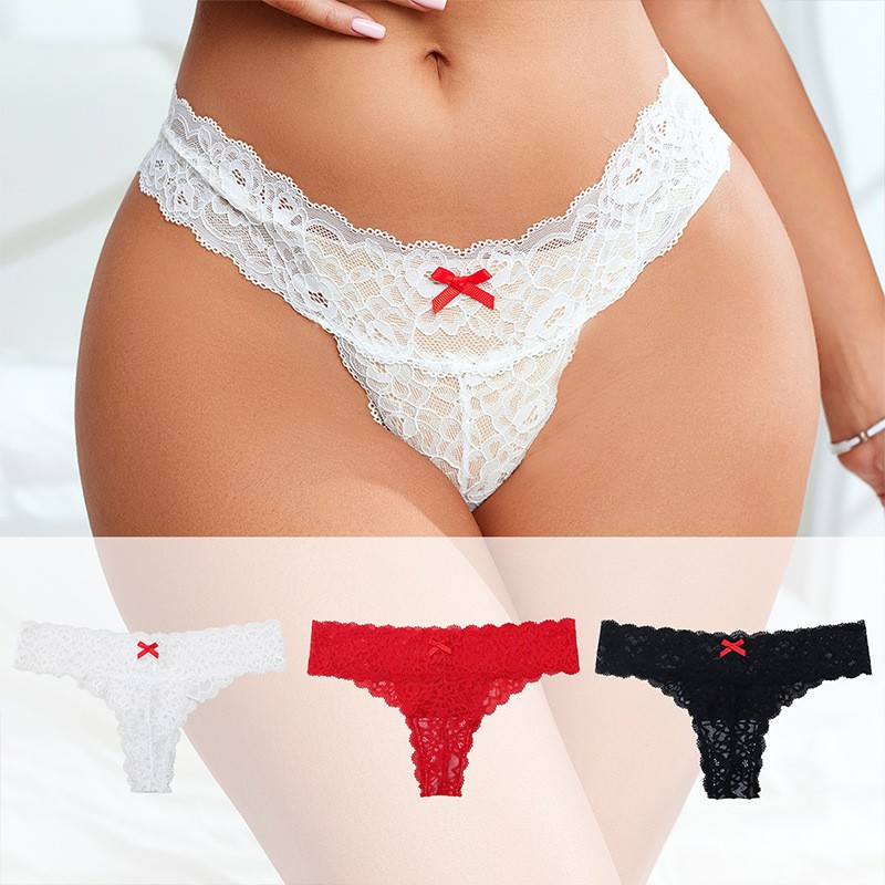 3 Pack Lot Sexy Ladies Womens Lace Panties Thongs Underwear Lingerie Transparent
