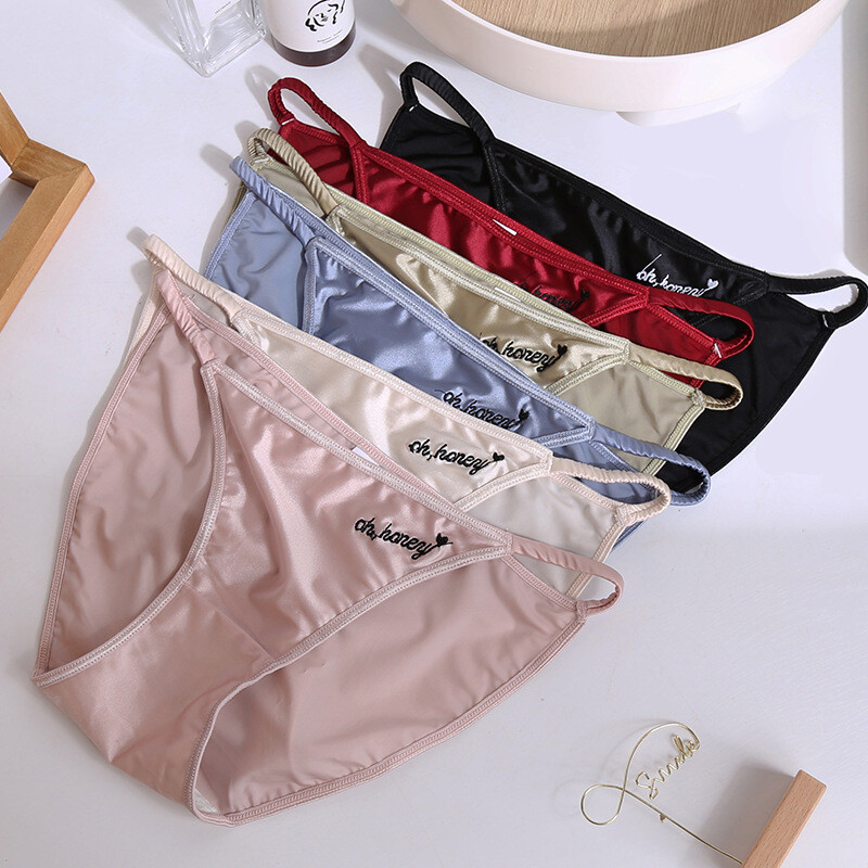 1/6 Pcs Lot Womens Sexy String Satin Bikini Panties Silky Briefs Underwear,S M L
