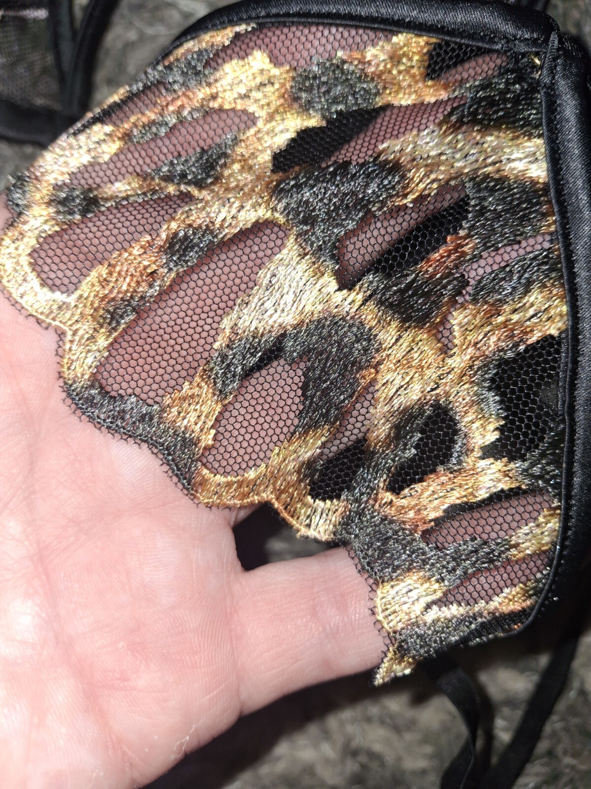 Vs logo hardware Embroidered Leopard Crotchless Brazilian Panty NEW Size M