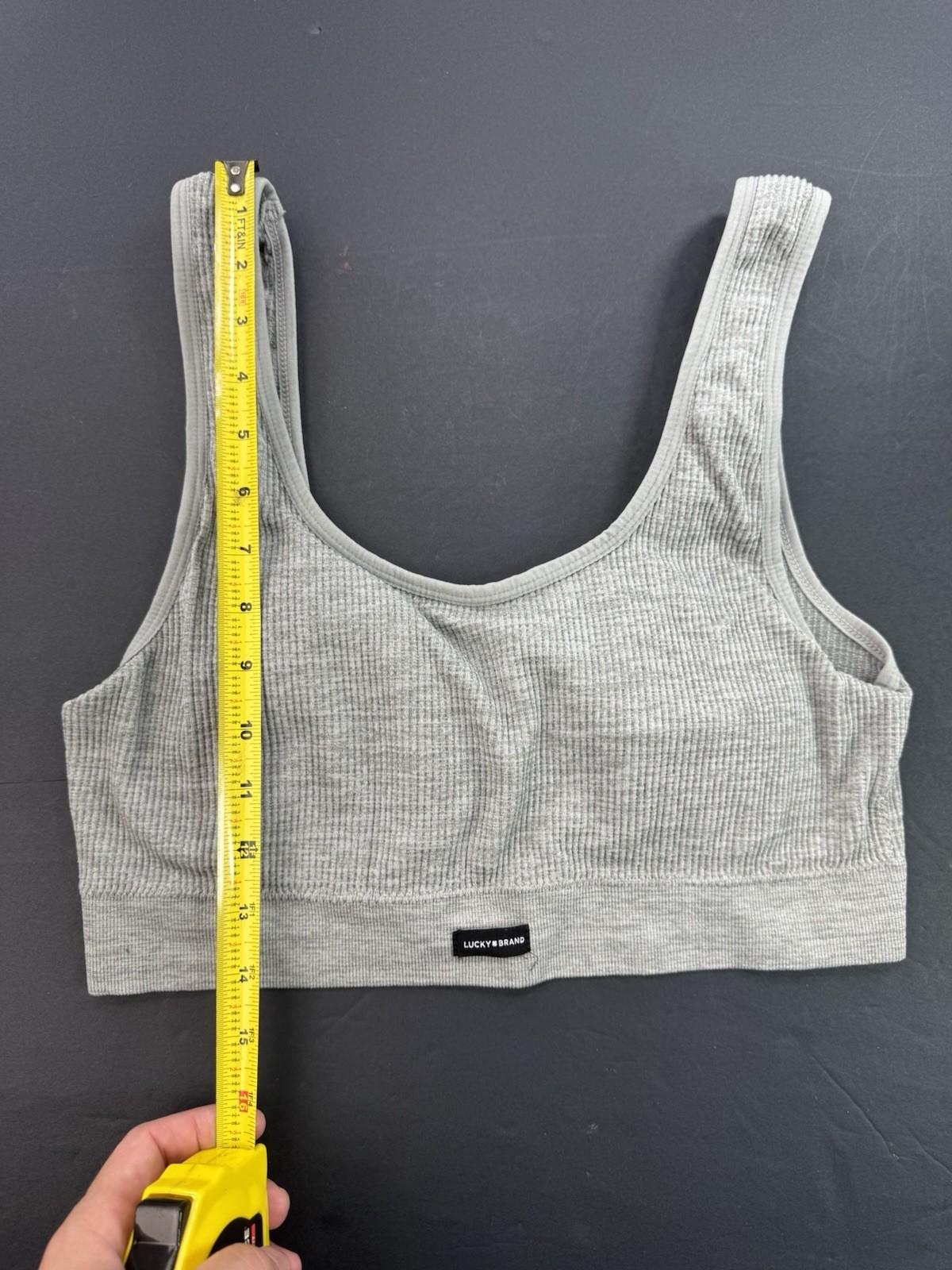 Lucky Brand Ribbed Bralette Womens 2X Gray Stretch Lounge Comfort Crop Top