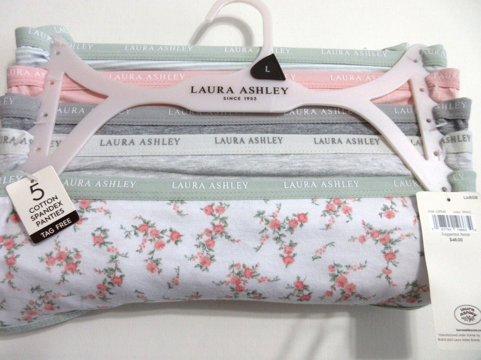Laura Ashley 5-Pair BIKINI panties cotton stretch LS9540 womens LARGE L $48.0